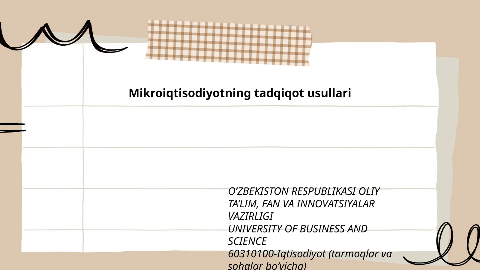 MIKROIQTISODIYOT fanidan MUSTAQIL ISH