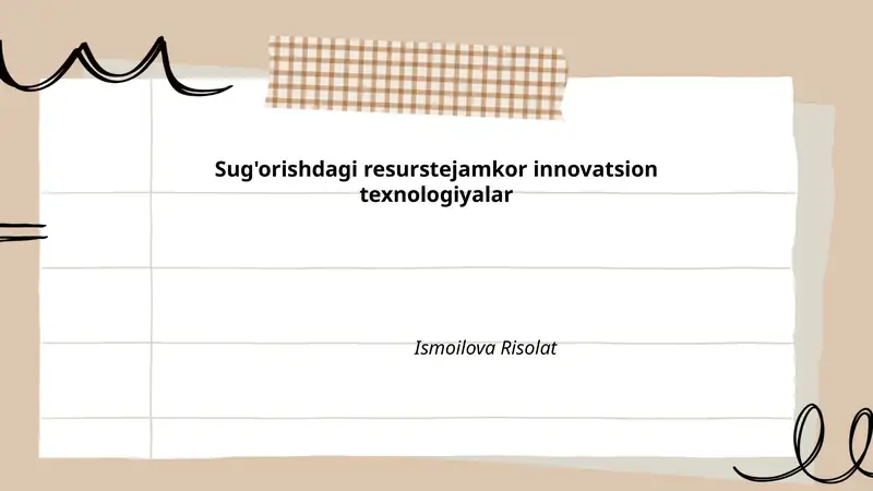 Sug'orishdagi resurstejamkor innovatsion texnologiyalar