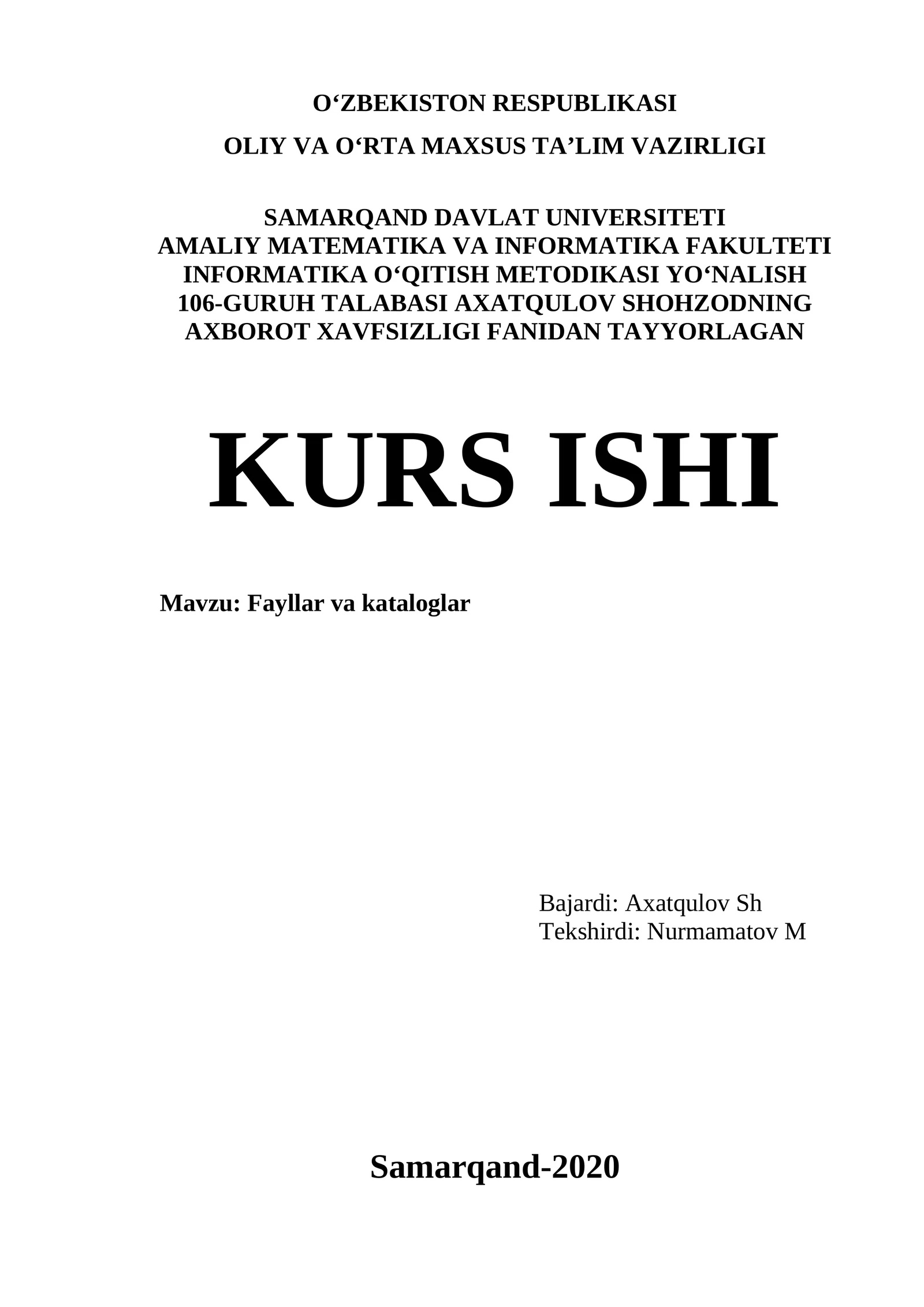 Fayllar va kataloglar