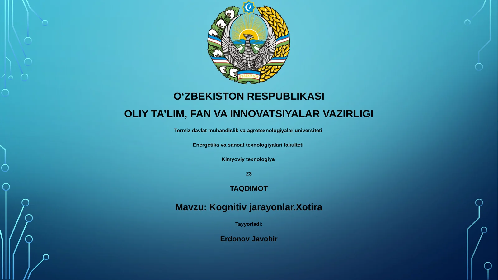 Kognitiv jarayonlar.Xotira