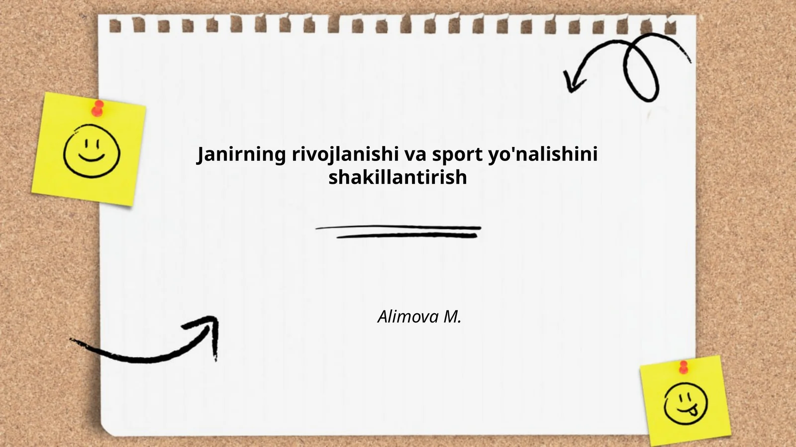 Janirning rivojlanishi va sport yo'nalishini shakillantirish