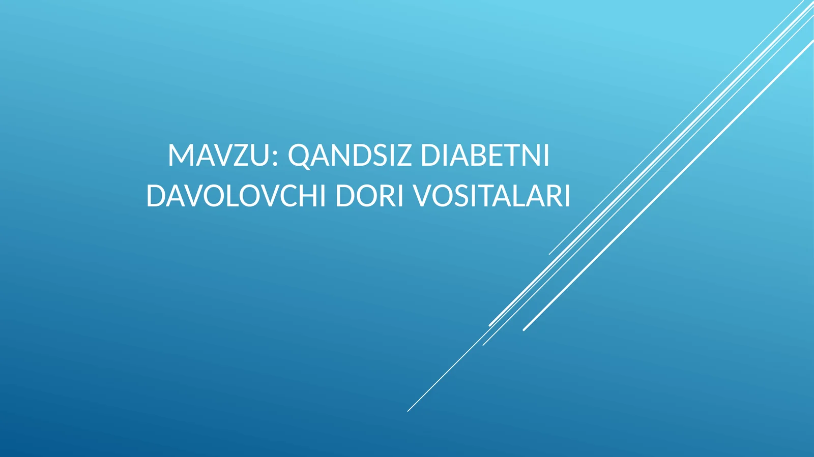 Qandsiz diabetni davolovchi dori vositalari