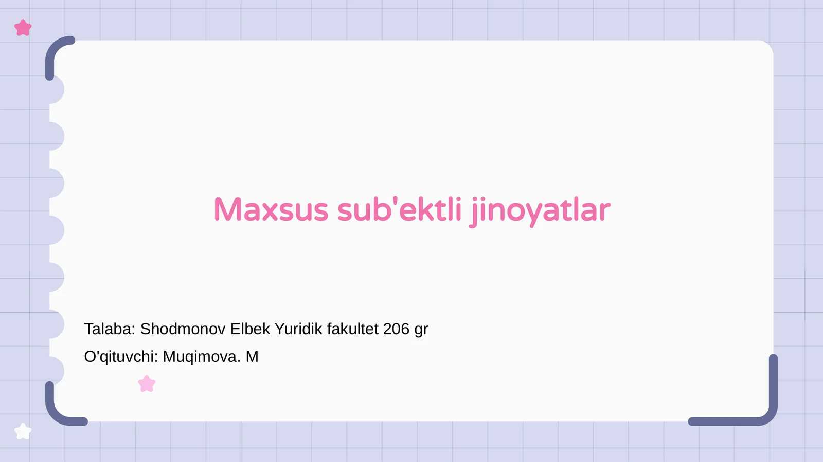 Maxsus sub'ektli jinoyatlar