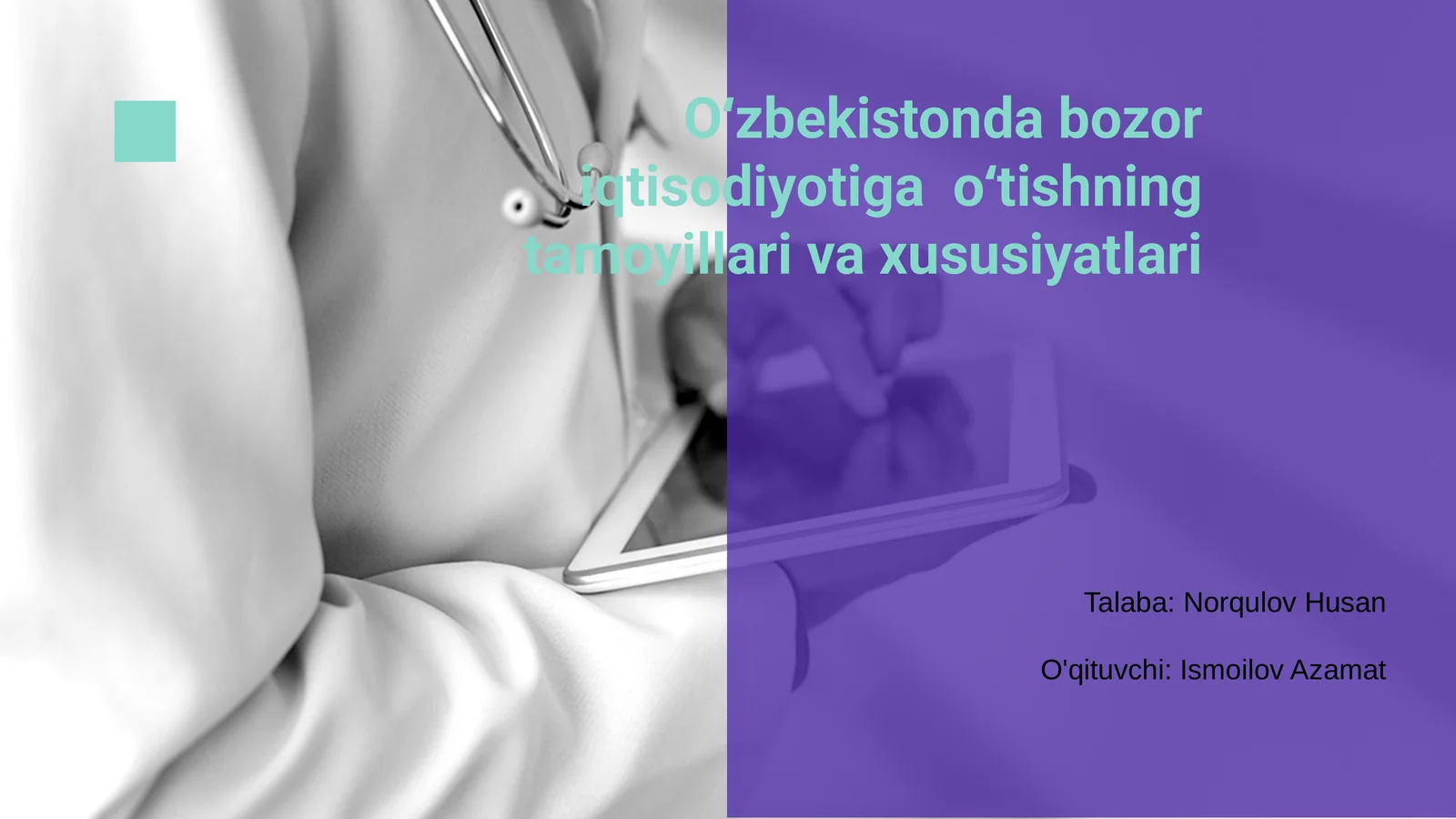 Oʻzbekistonda bozor iqtisodiyotiga oʻtishning tamoyillari va xususiyatlari