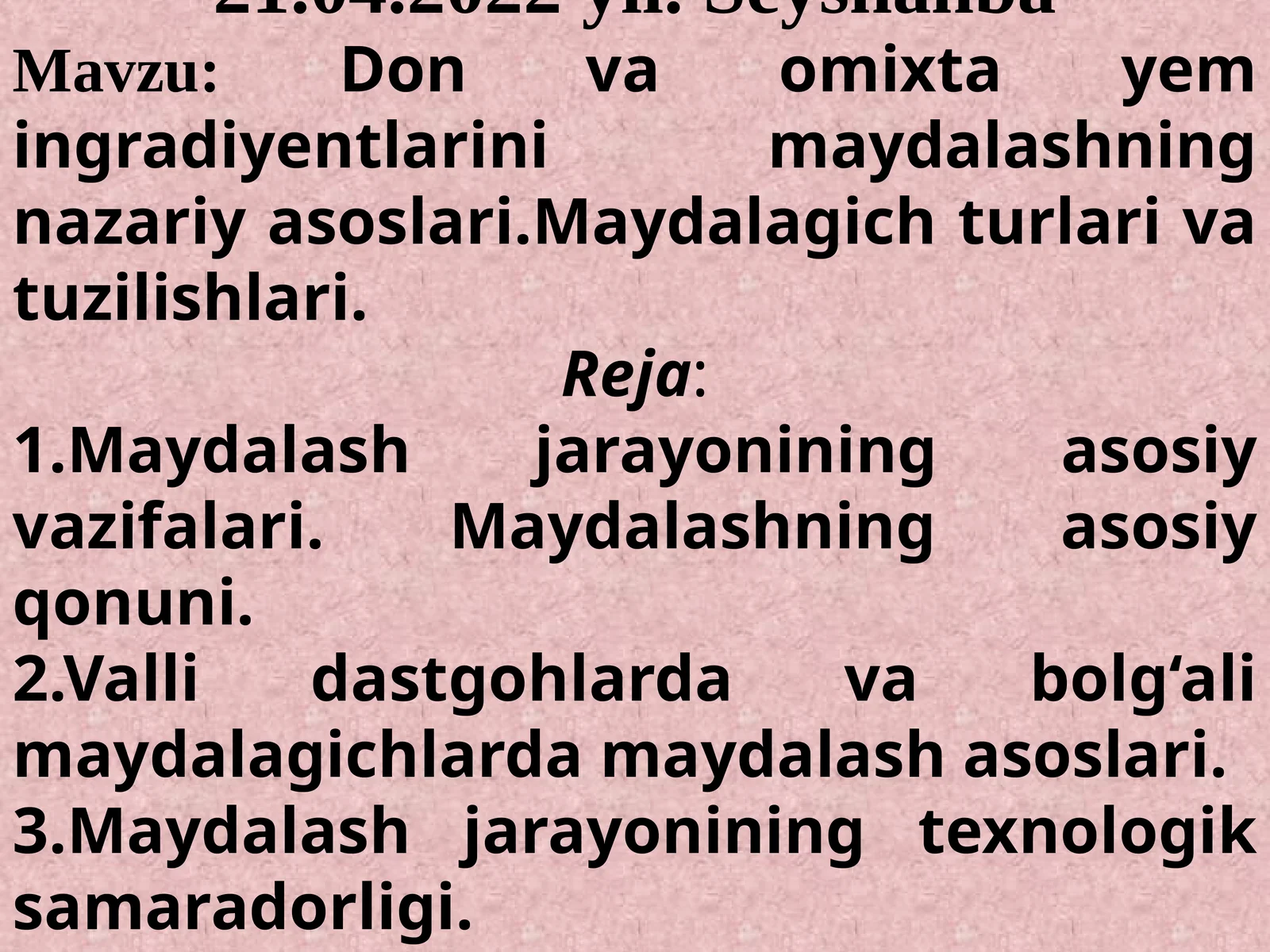 Maydalashning nazariy asoslari