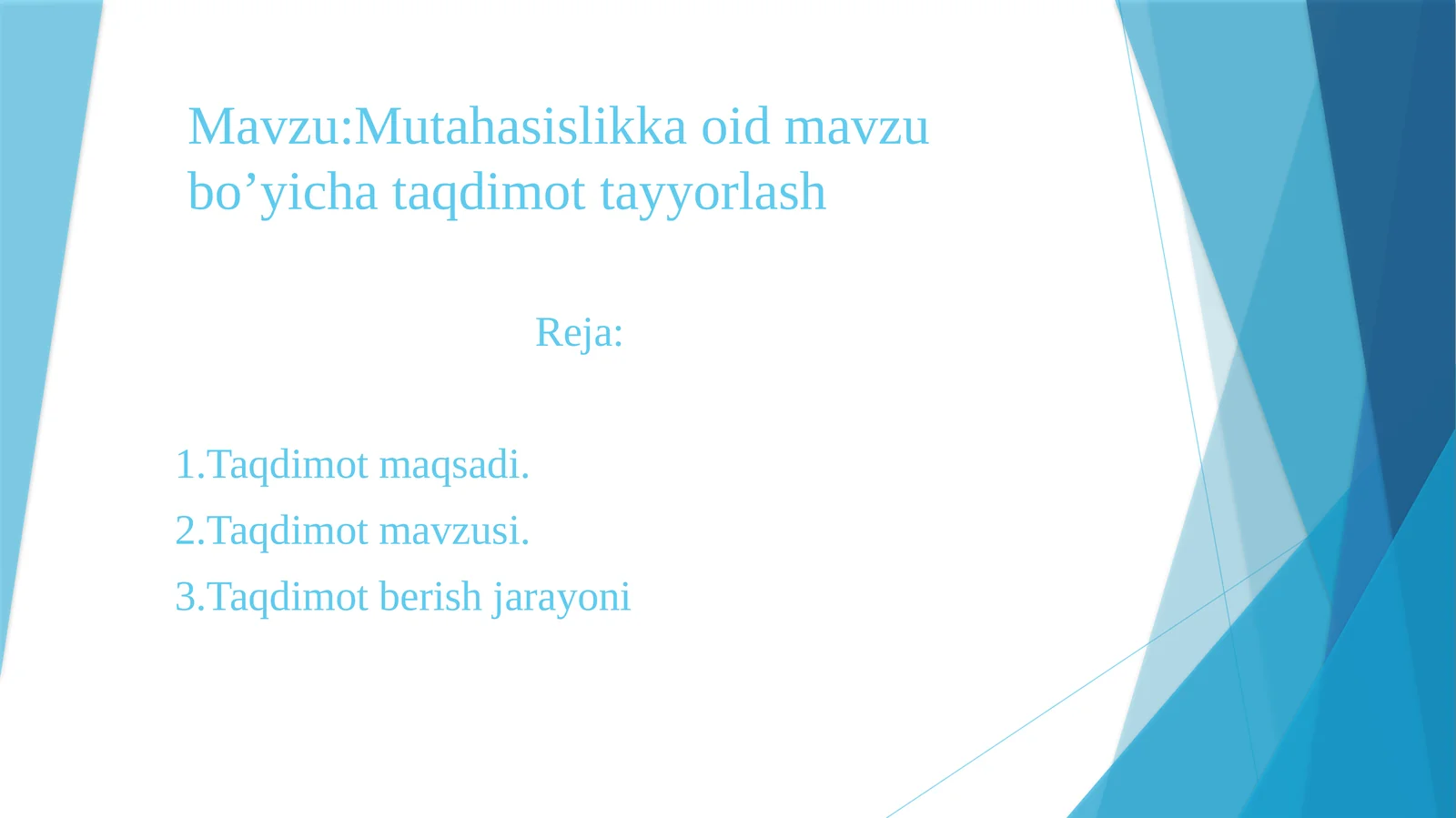 Mutahasislikkaoidmavzubo’yichataqdimottayyorlash