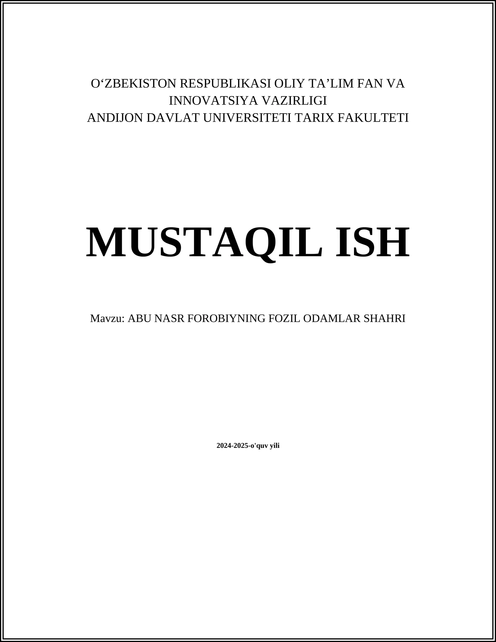 ABU NASR FOROBIYNING FOZIL ODAMLAR SHAHRI