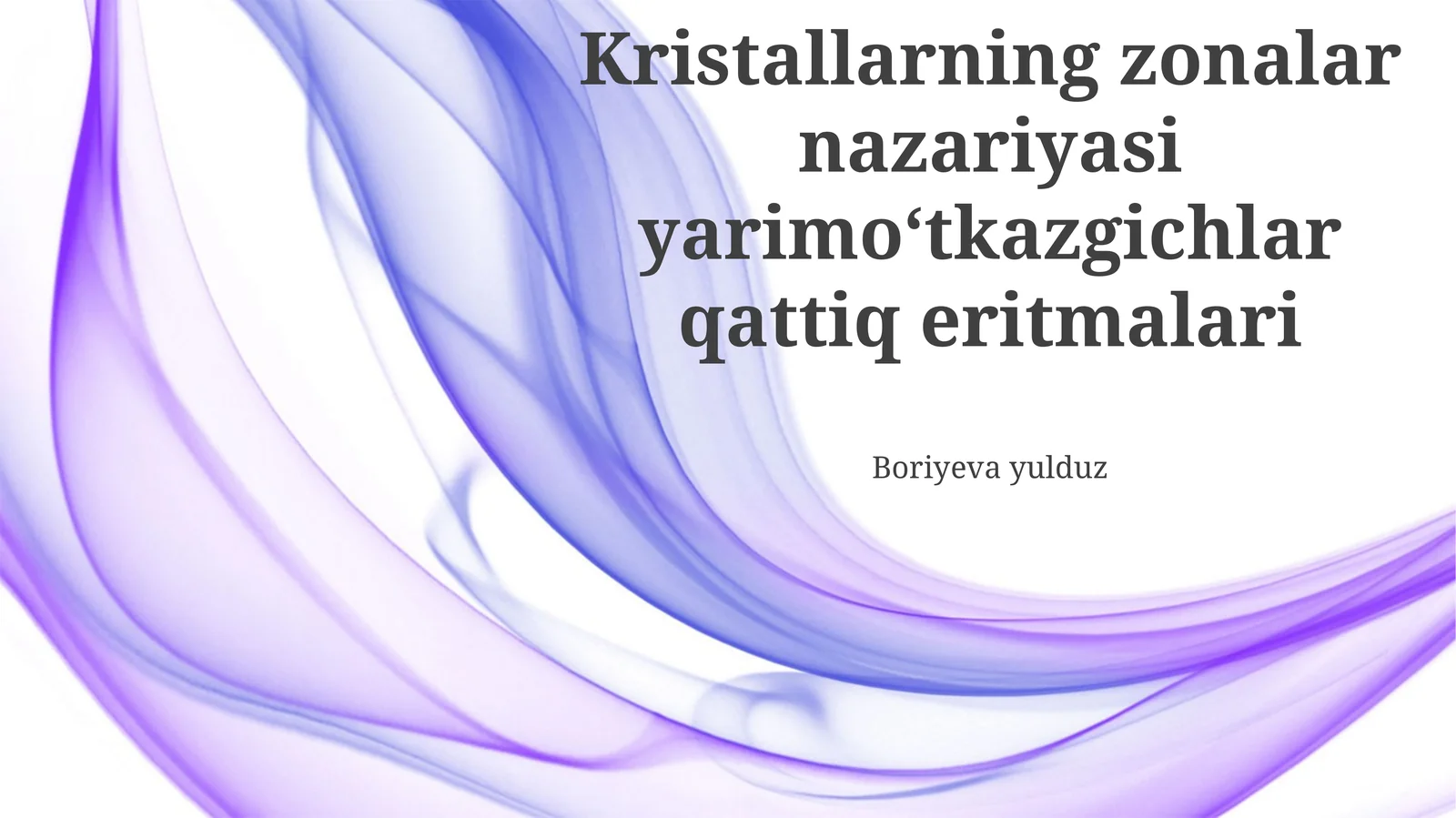 Yarimo'tkazgich Qattiq Eritmalarining Zonal Nazariyasi