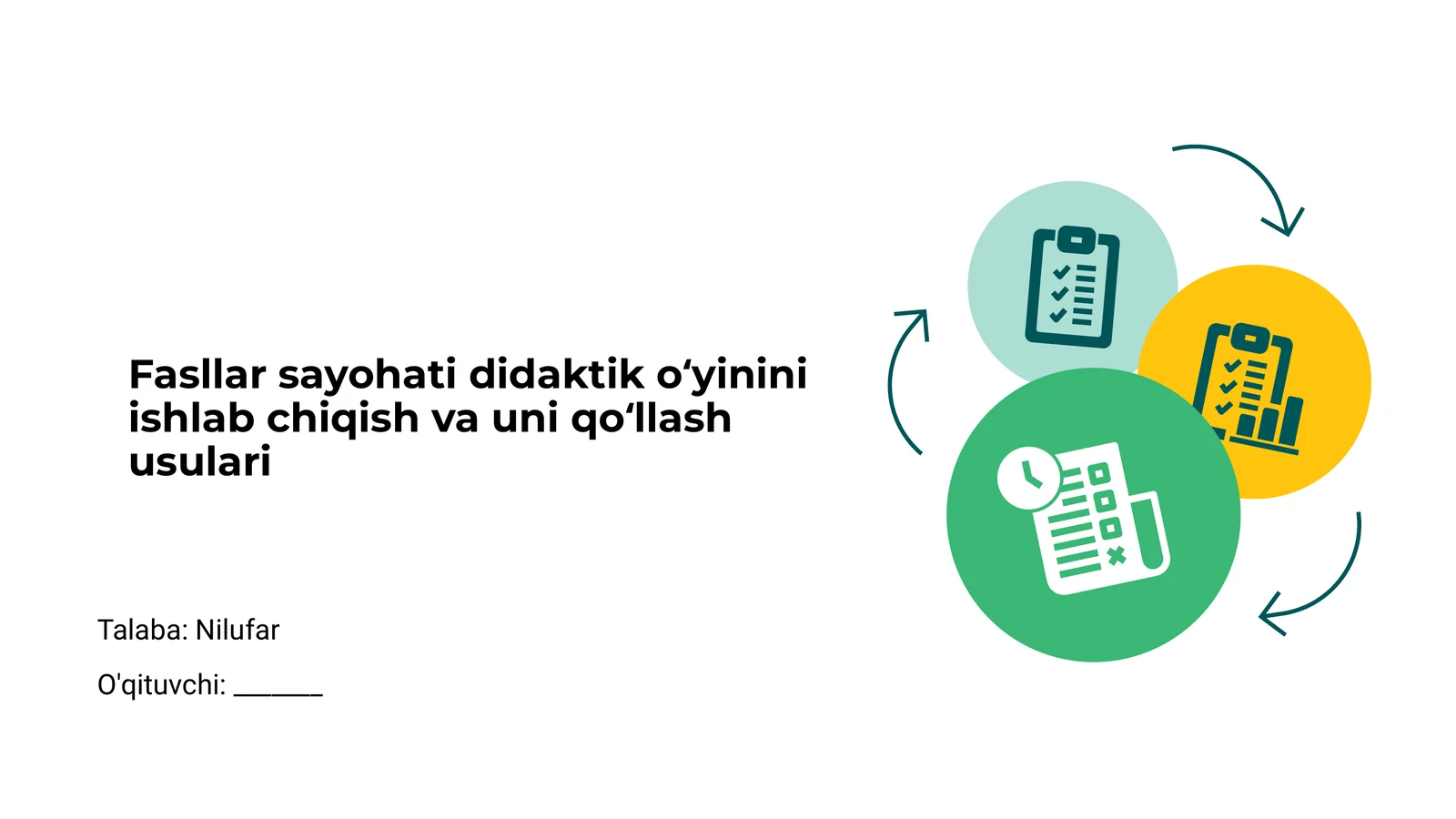 Fasllar Sayohati Didaktik O'yini