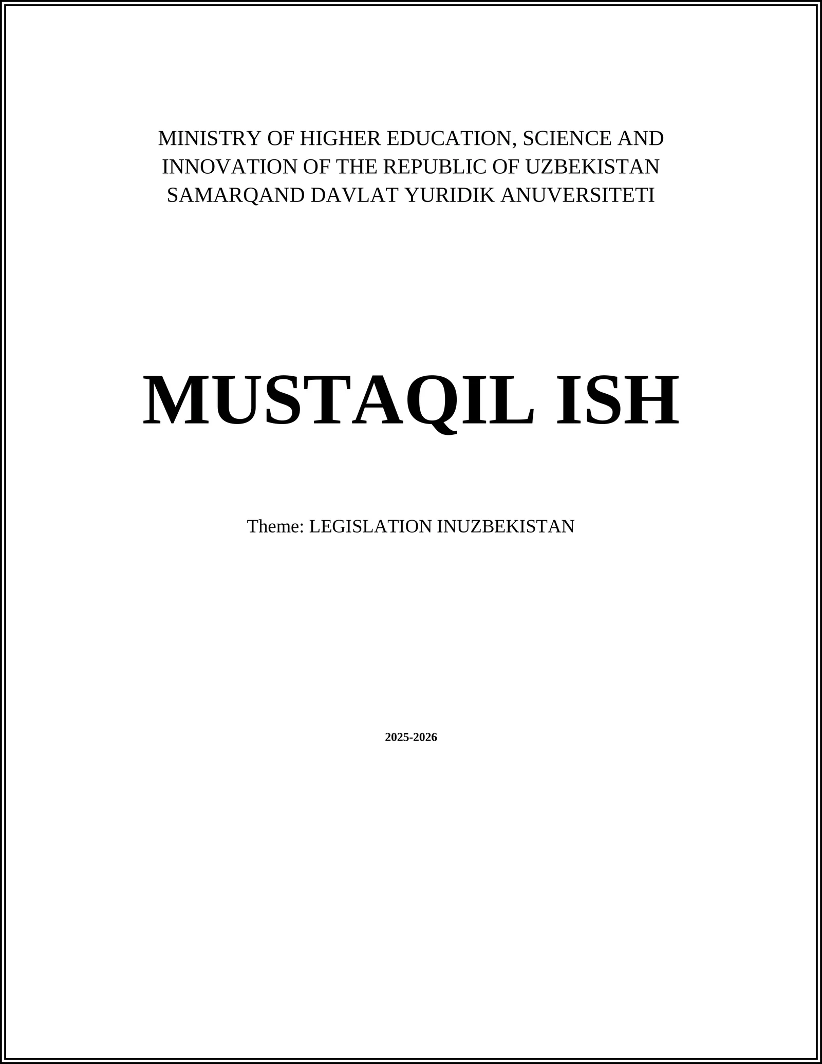 LEGISLATION IN UZBEKISTAN