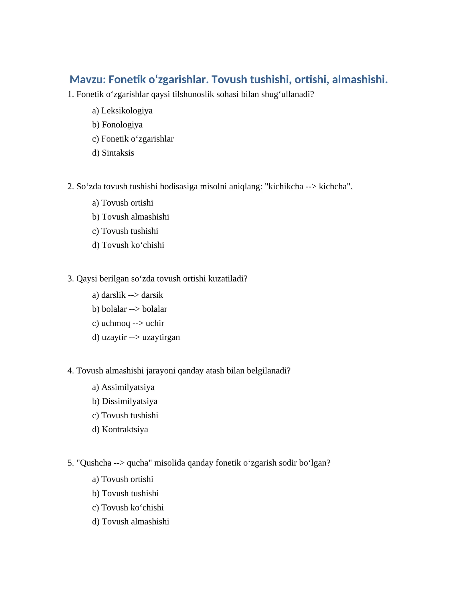 Fonetik oʻzgarishlar