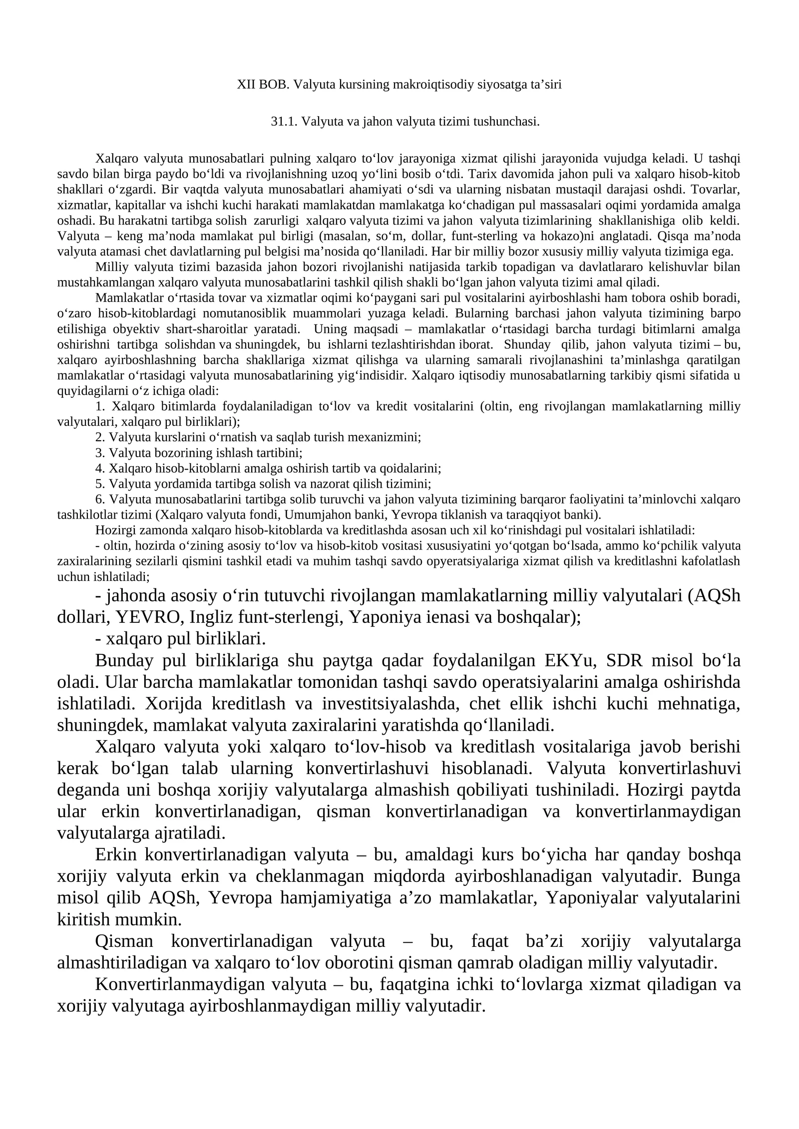 Valyuta kursining makroiqtisodiy siyosatga taʼsiri