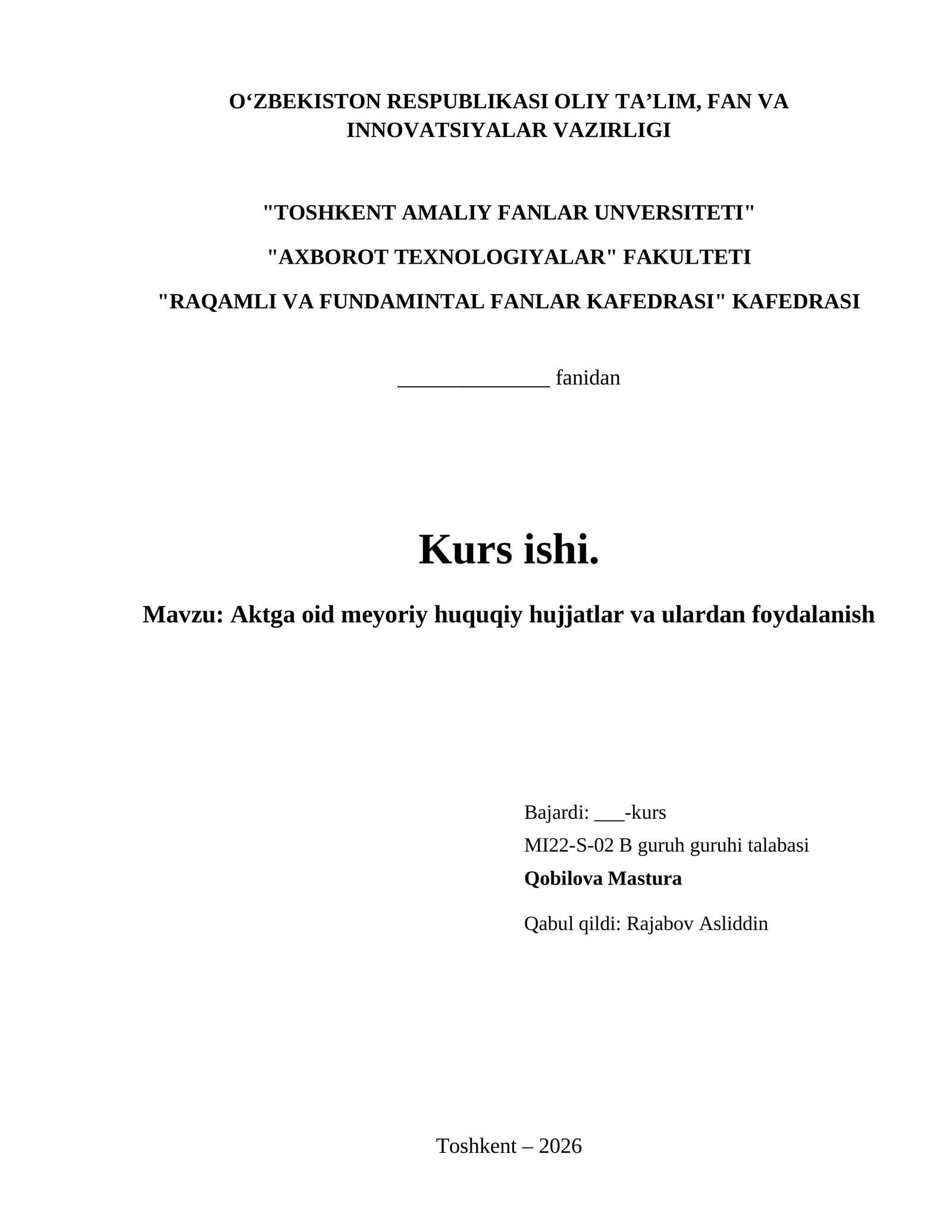 Aktga oid meyoriy huquqiy hujjatlar va ulardan foydalanish