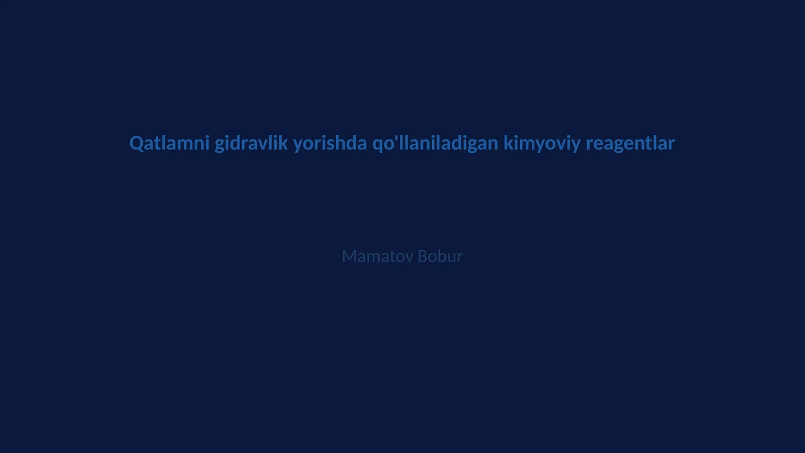 Qatlamni gidravlik yorishda qo'llaniladigan kimyoviy reagentlar