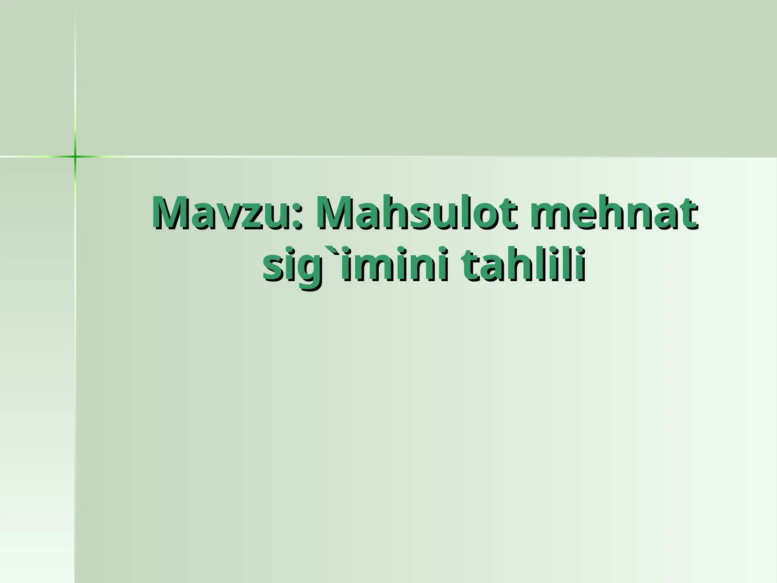 Mahsulot mehnat sig`imini tahlili