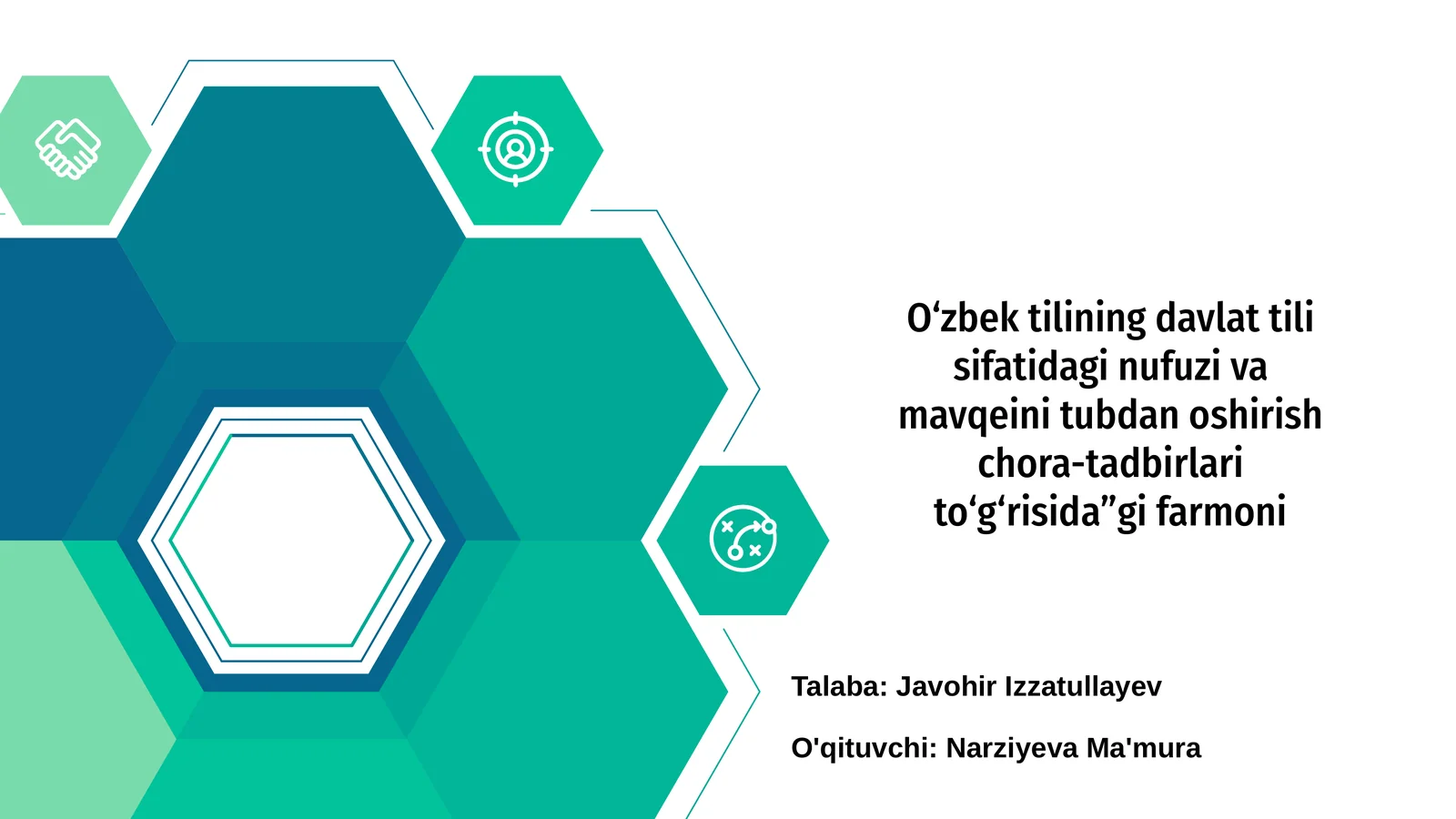 O‘zbek tilining davlat tili sifatidagi nufuzi va mavqeini tubdan oshirish chora-tadbirlari to‘g‘risida”gi farmoni