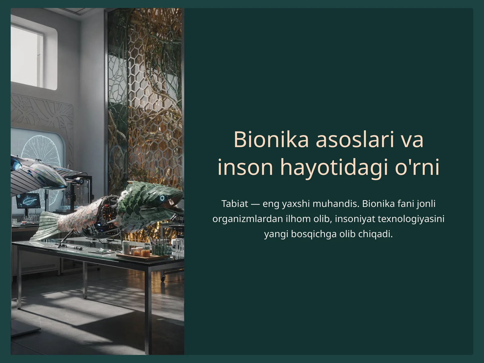 Bionika asoslari va inson hayotidagi o'rni