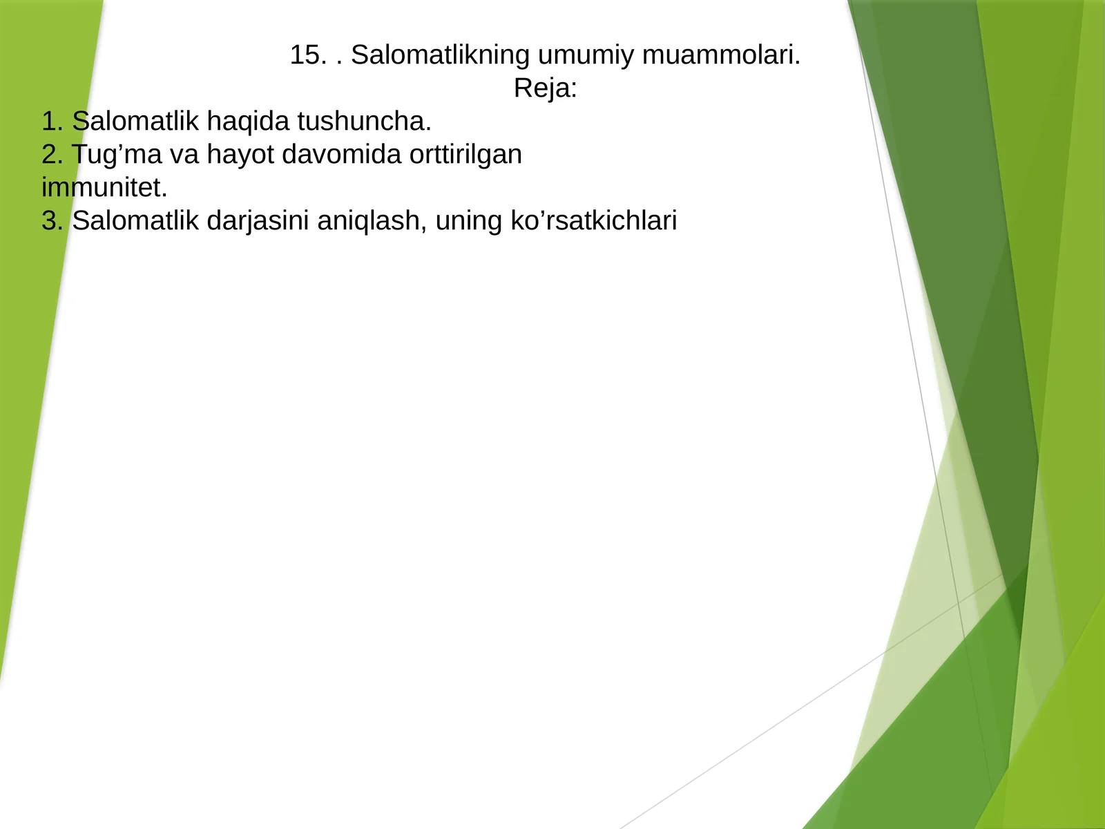 Salomatlikning umumiy muammolari