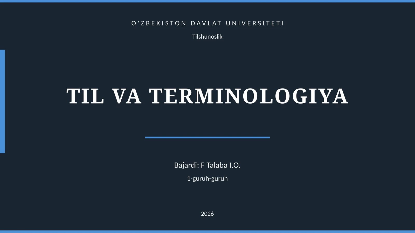 TIL VA TERMINOLOGIYA