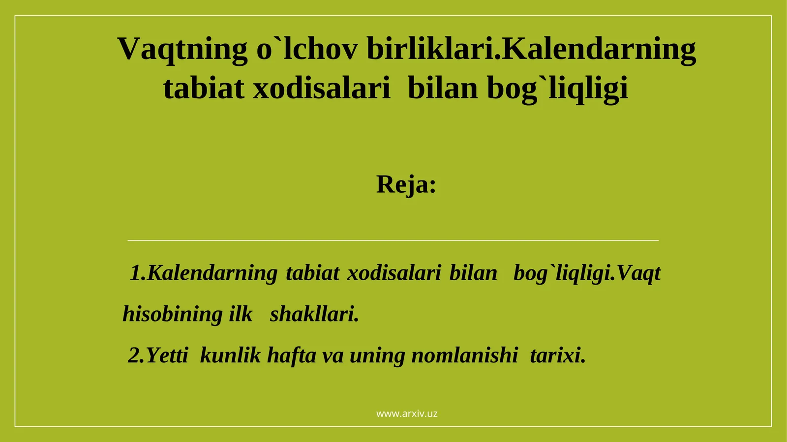 Vaqtning о`lchov birliklari