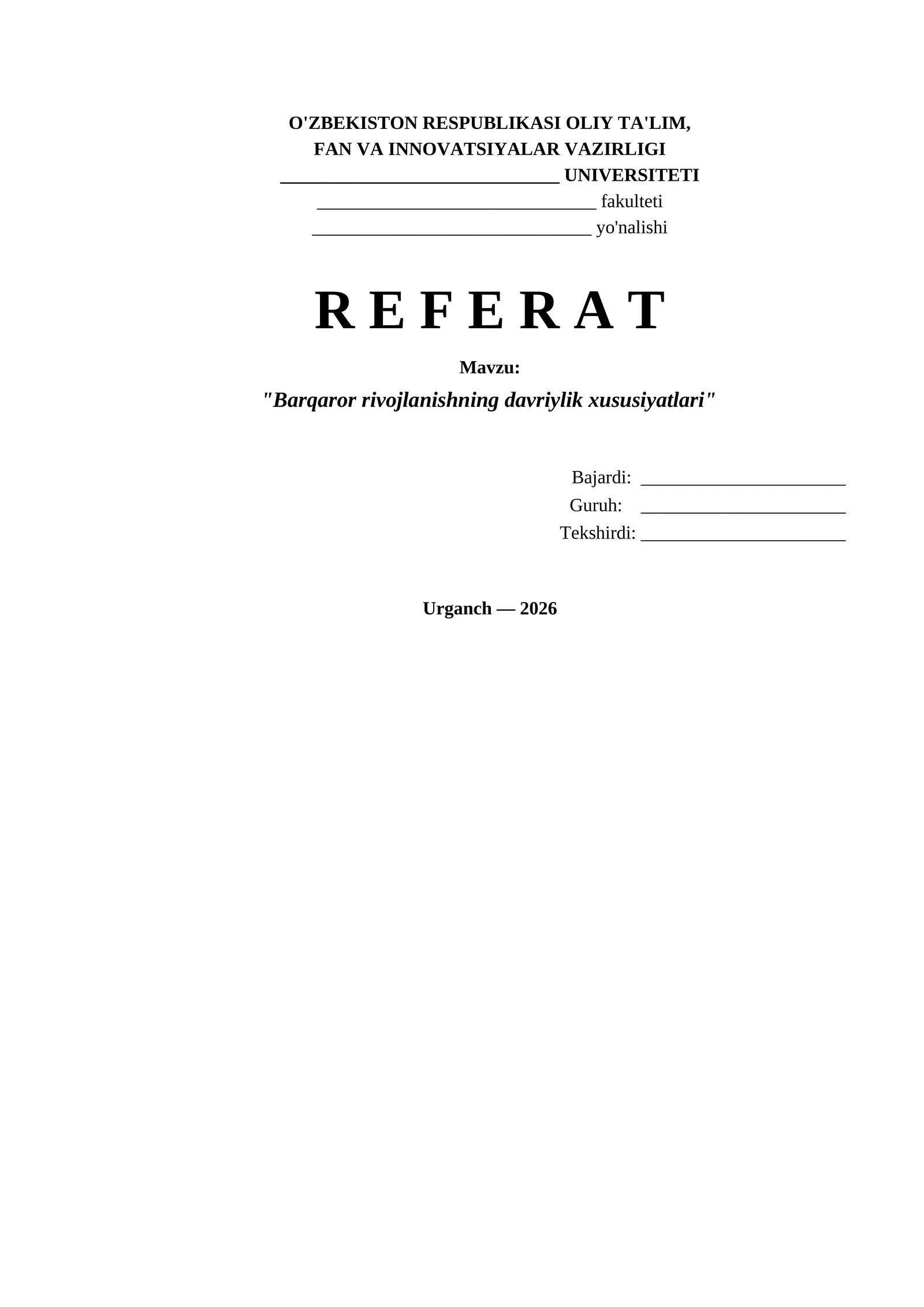 Barqaror rivojlanishning davriylik xususiyatlari