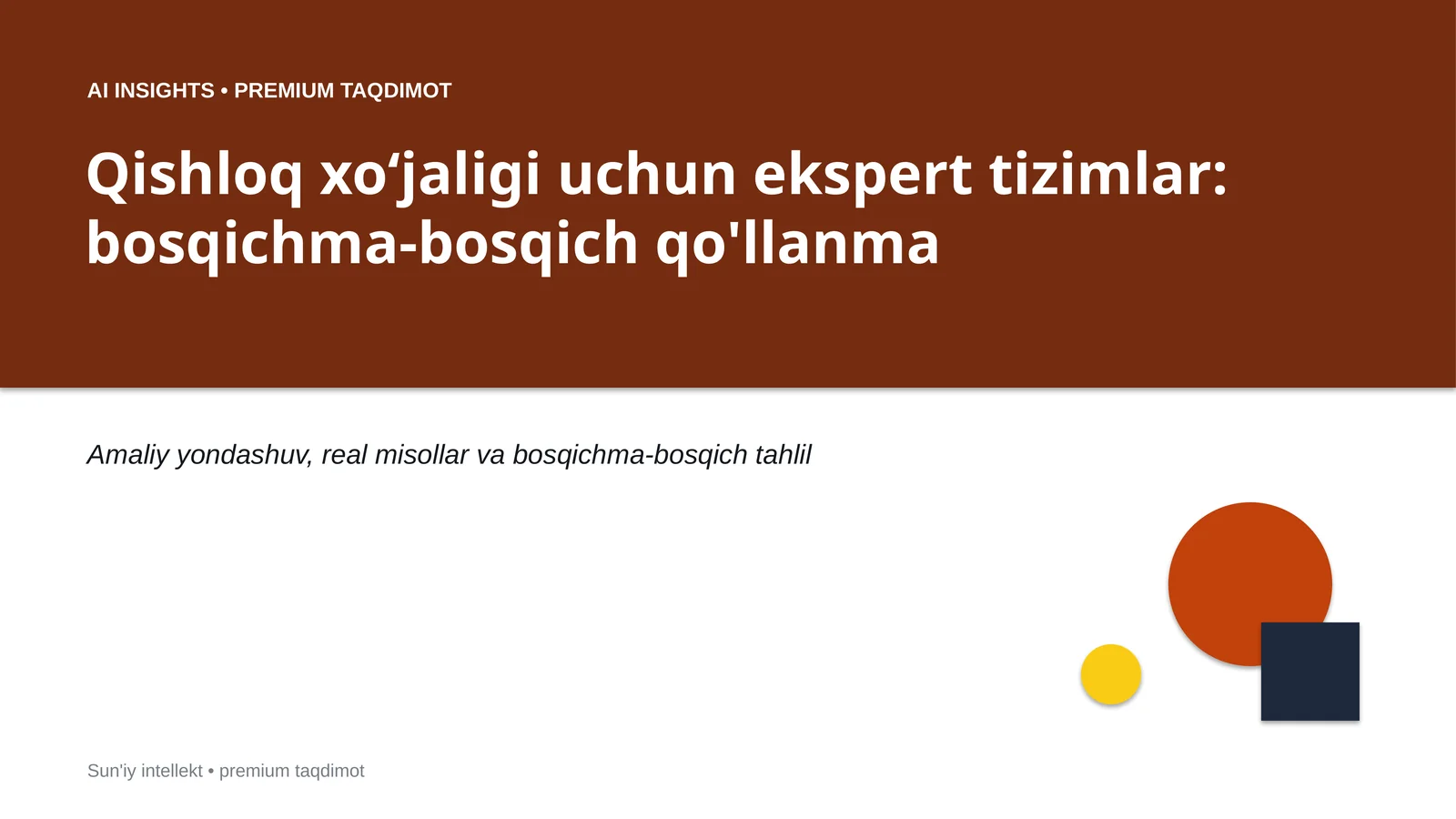 Qishloq xoʻjaligi uchun ekspert tizimlar: bosqichma-bosqich qo'llanma