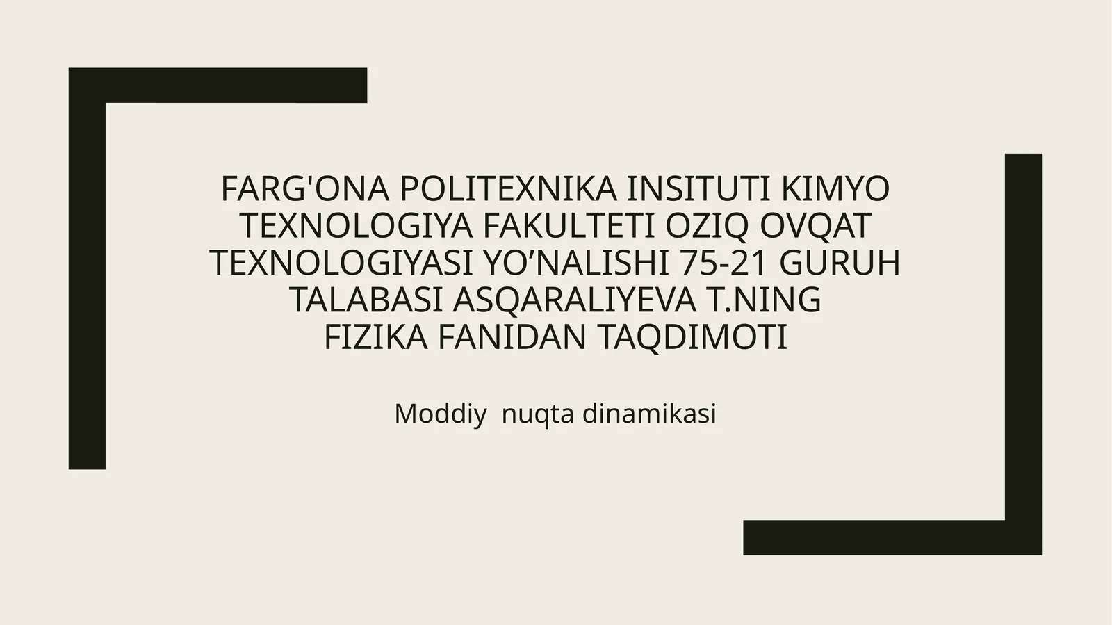 Moddiy nuqta dinamikasi