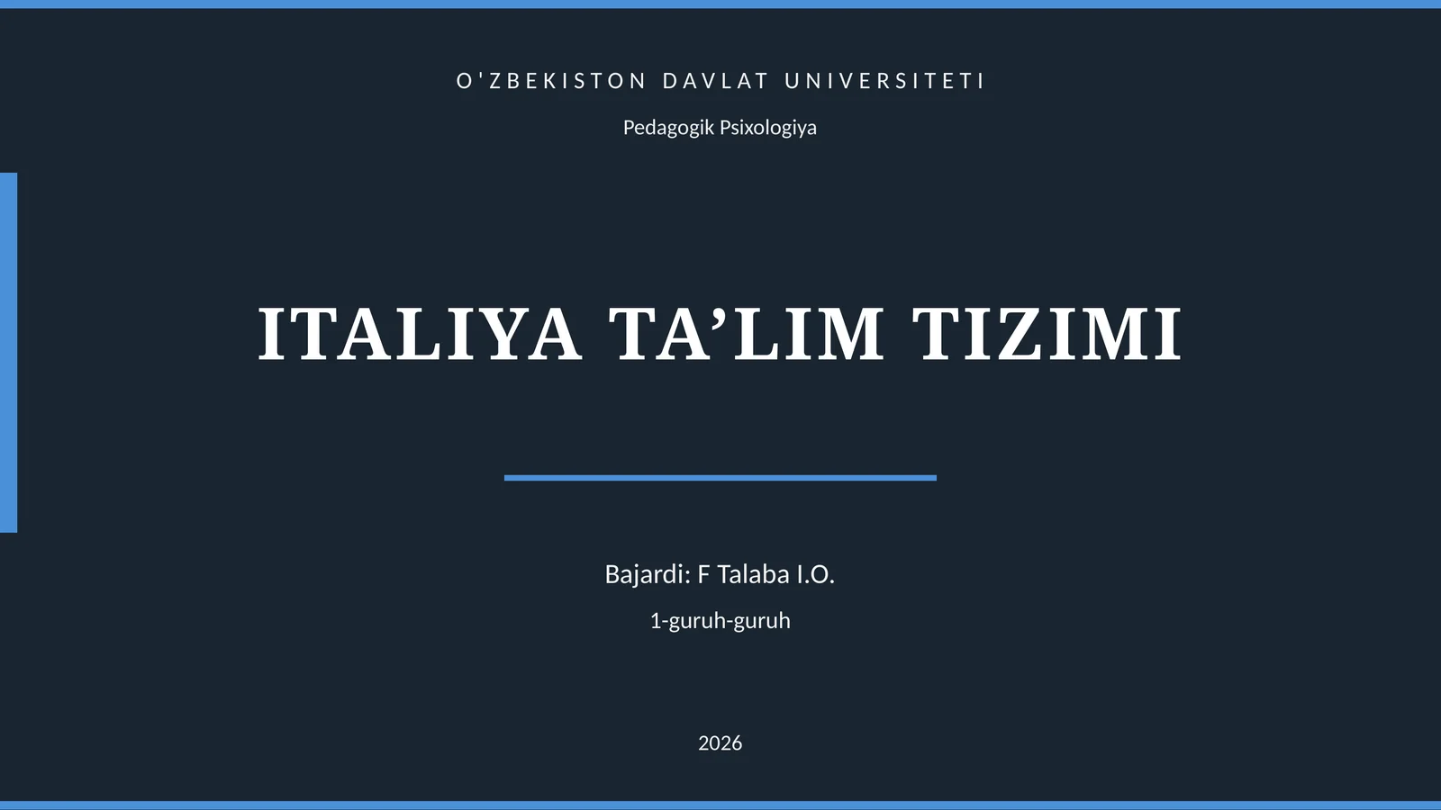 ITALİYA TA’LİM TIZİMİ