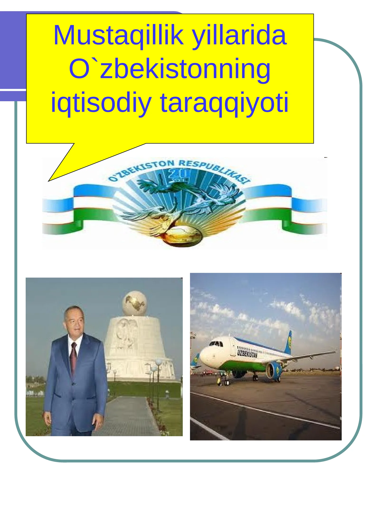 O‘zbekistonning iqtisodiy taraqqiyoti