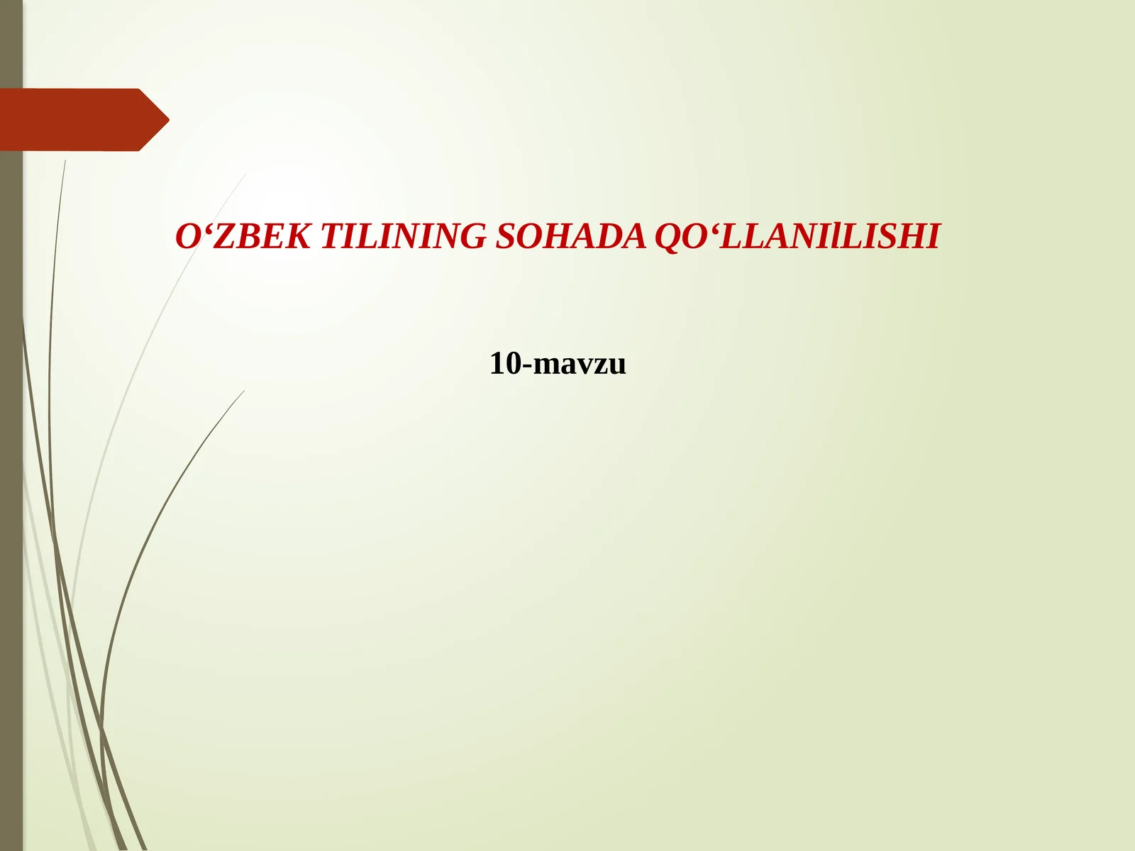 O‘ZBEK TILINING SOHADAQO‘LLANIlLISHI