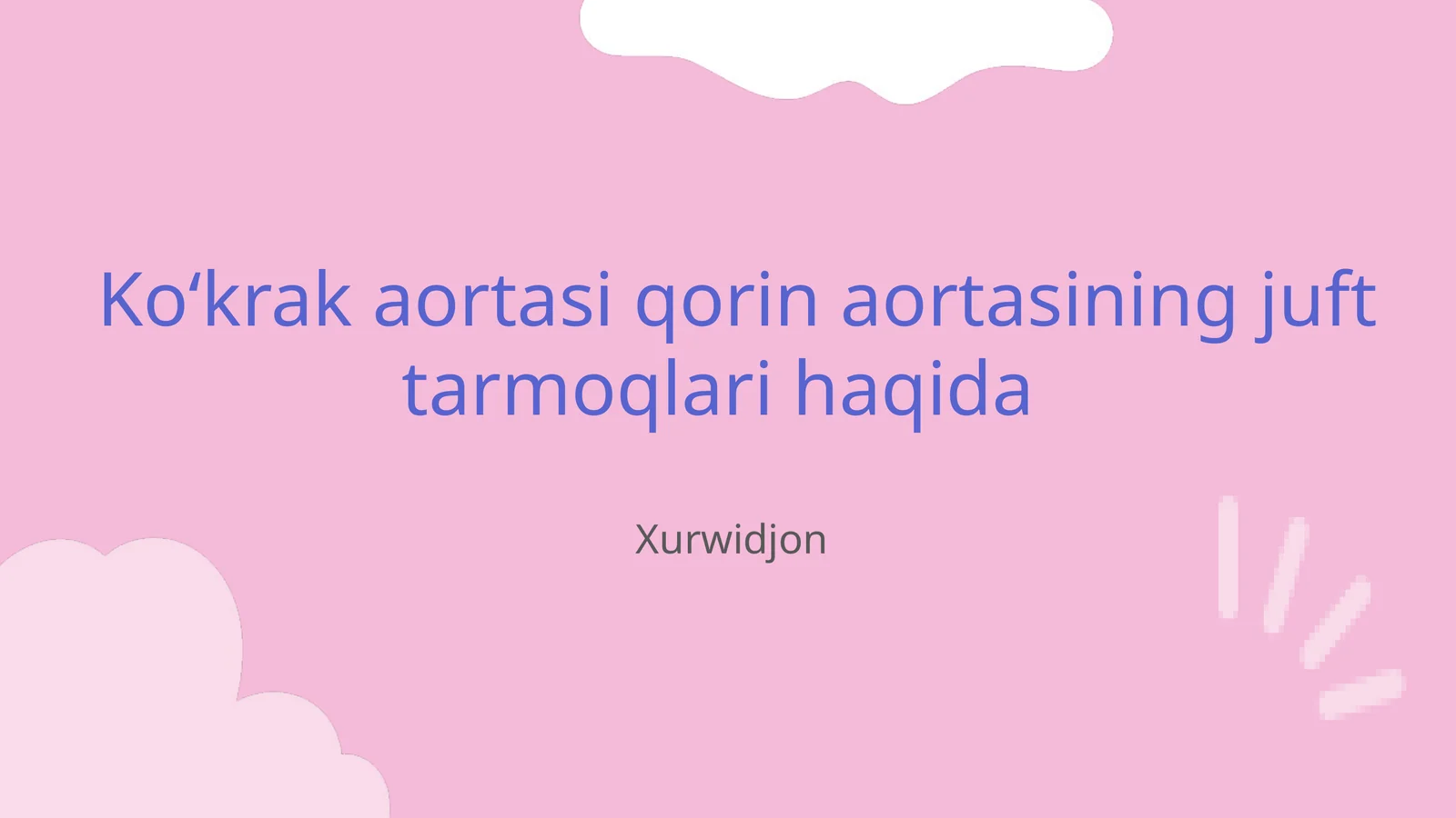 Koʻkrak aortasi qorin aortasining juft tarmoqlari haqida