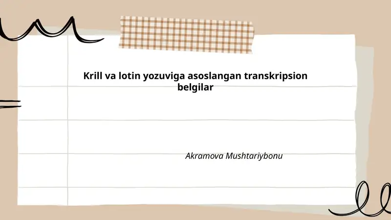 Krill va lotin yozuviga asoslangan transkripsion belgilar