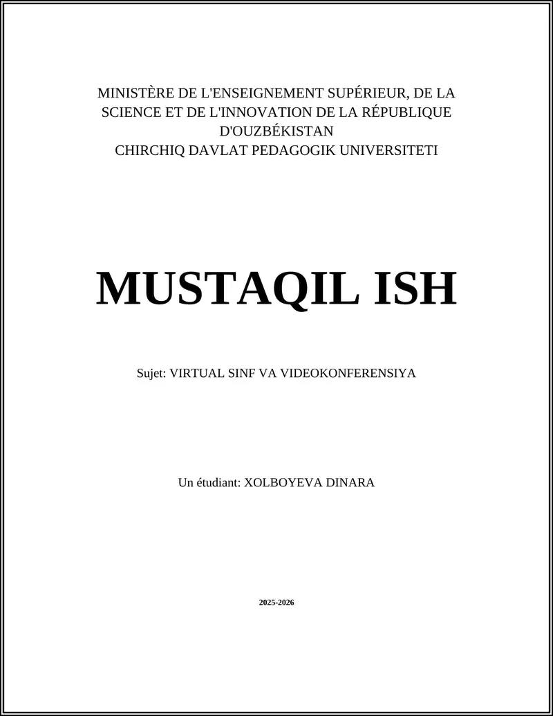 VIRTUAL SINF VA VIDEOKONFERENSIYA