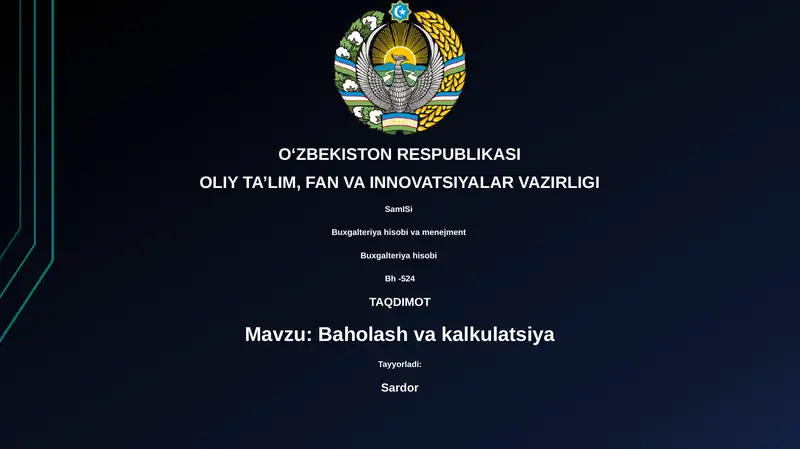 Baholash va kalkulatsiya