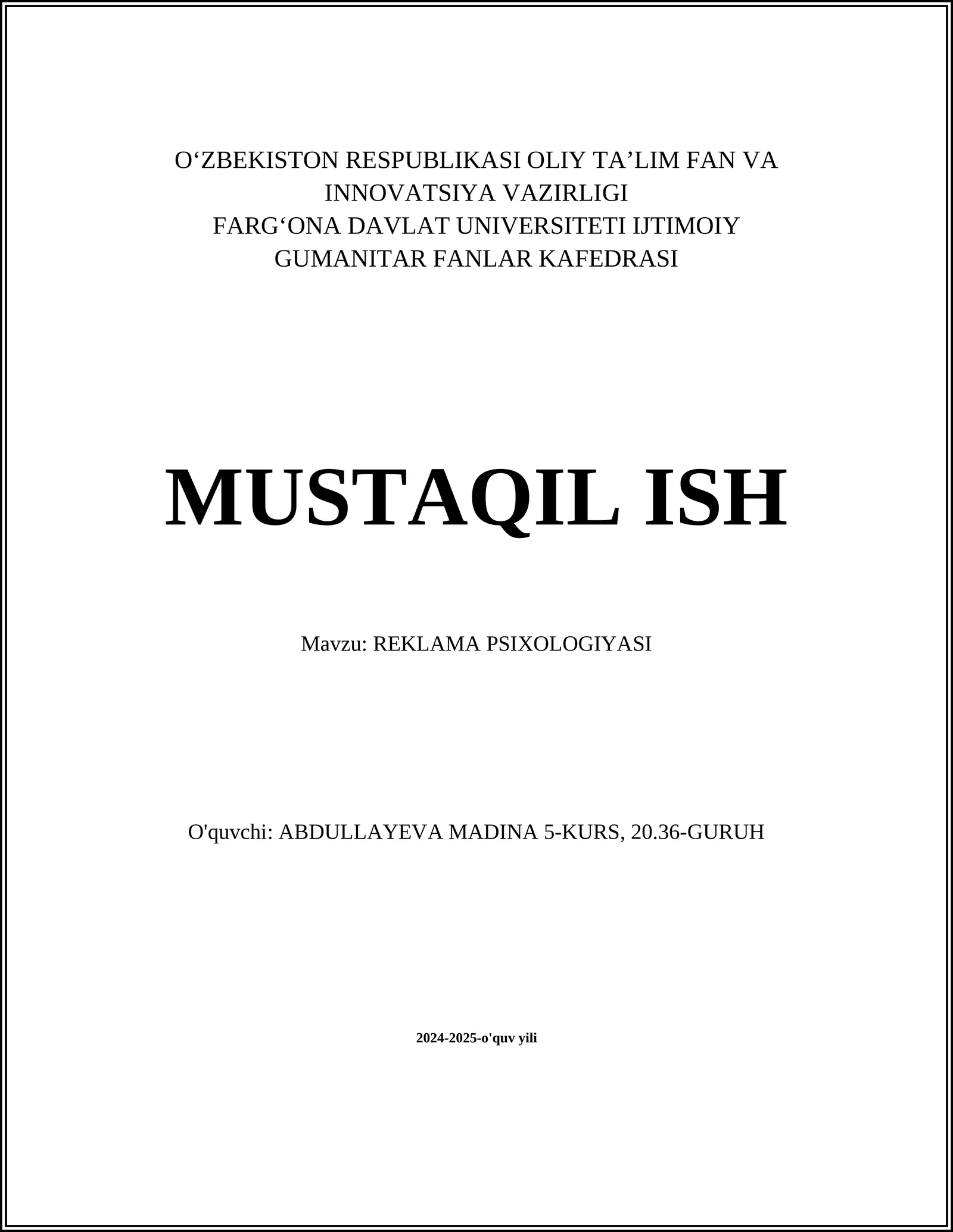 REKLAMA PSIXOLOGIYASI