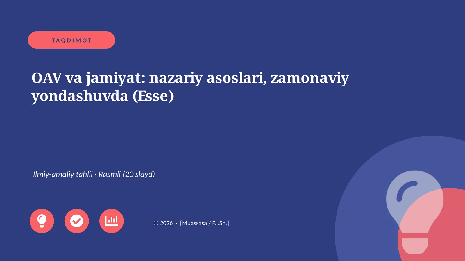 OAV va jamiyat: nazariy asoslari, zamonaviy yondashuvda (Esse)