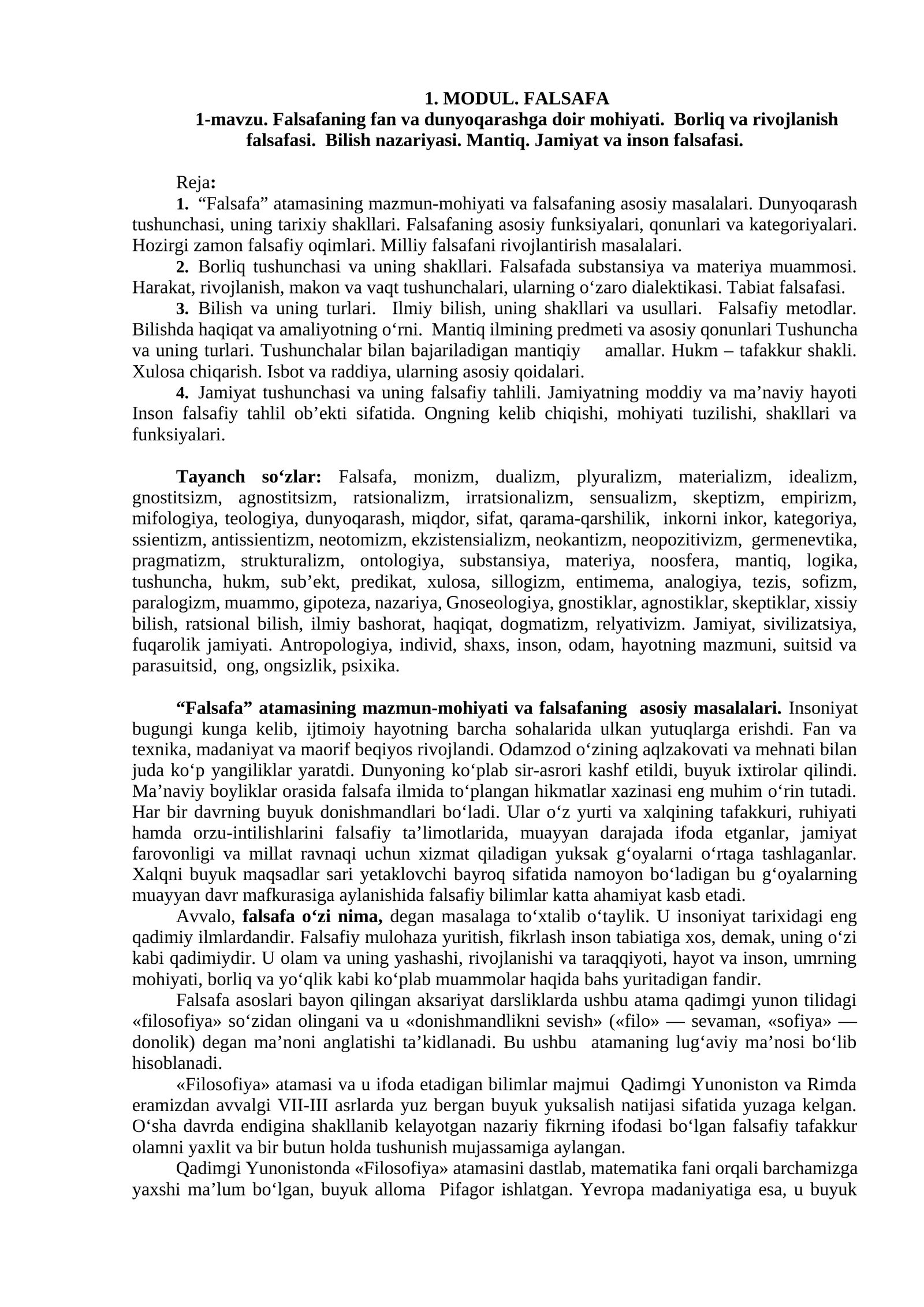 MODUL. FALSAFA