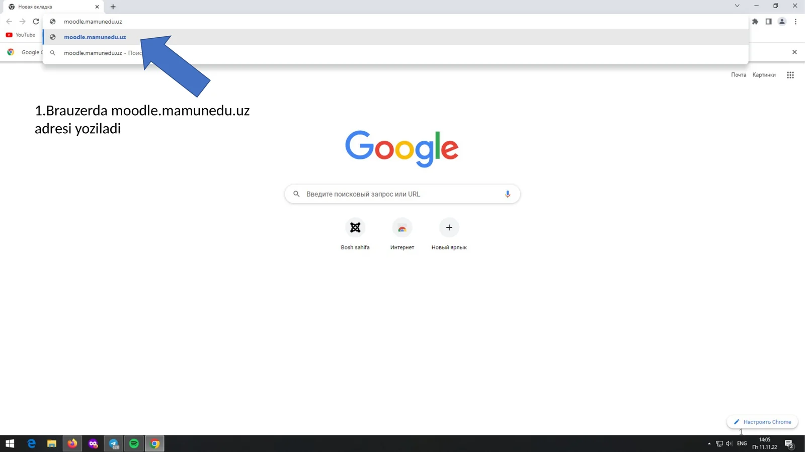 Moodle tizimiga kirish