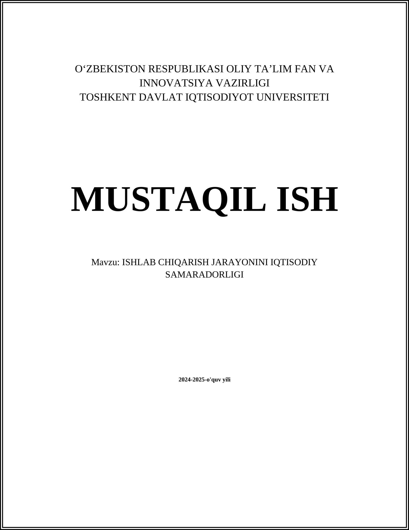 Ishlab chiqarish jarayonida resurslardan samarali foydalanish