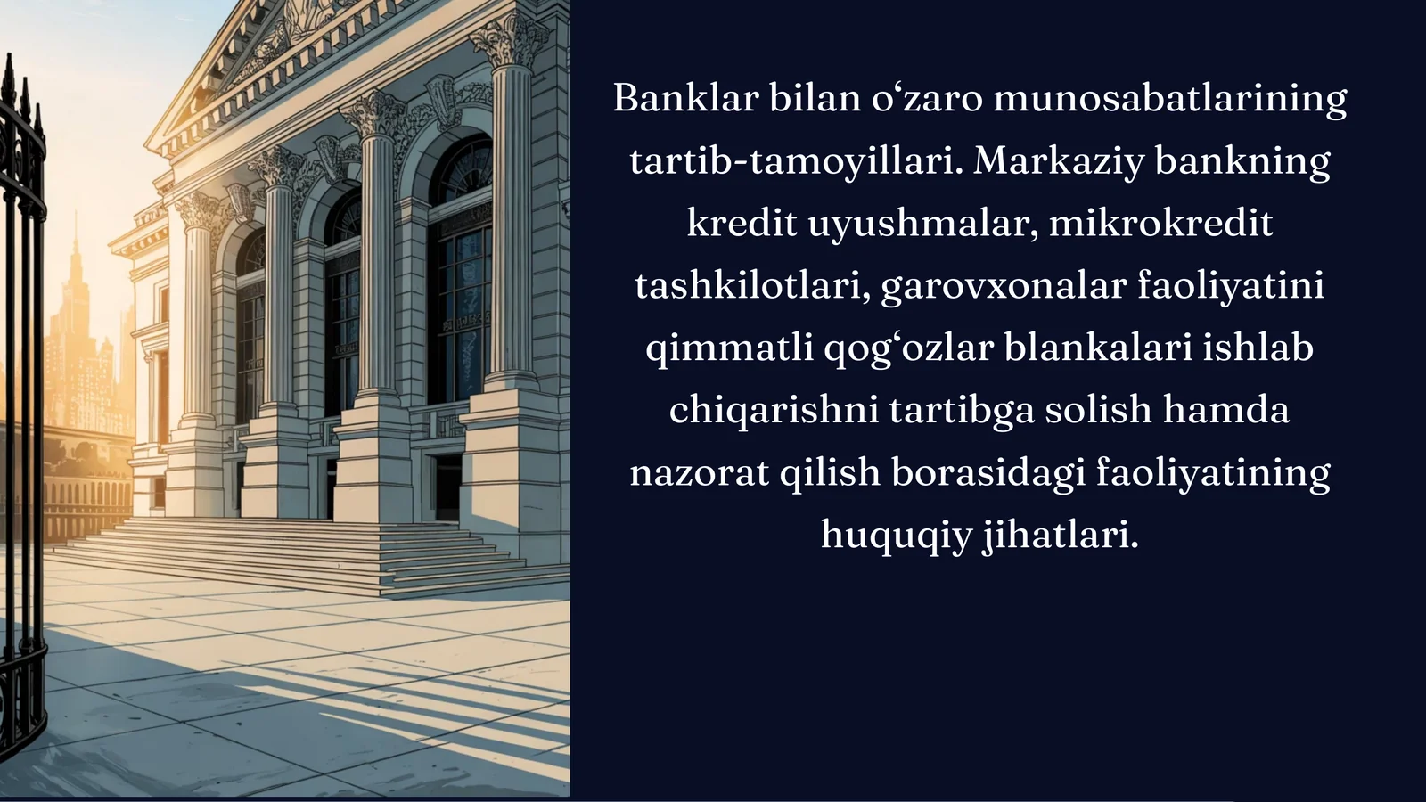 Banklar va nobank kredit tashkilotlari: Huquqiy asos va Markaziy bank roli