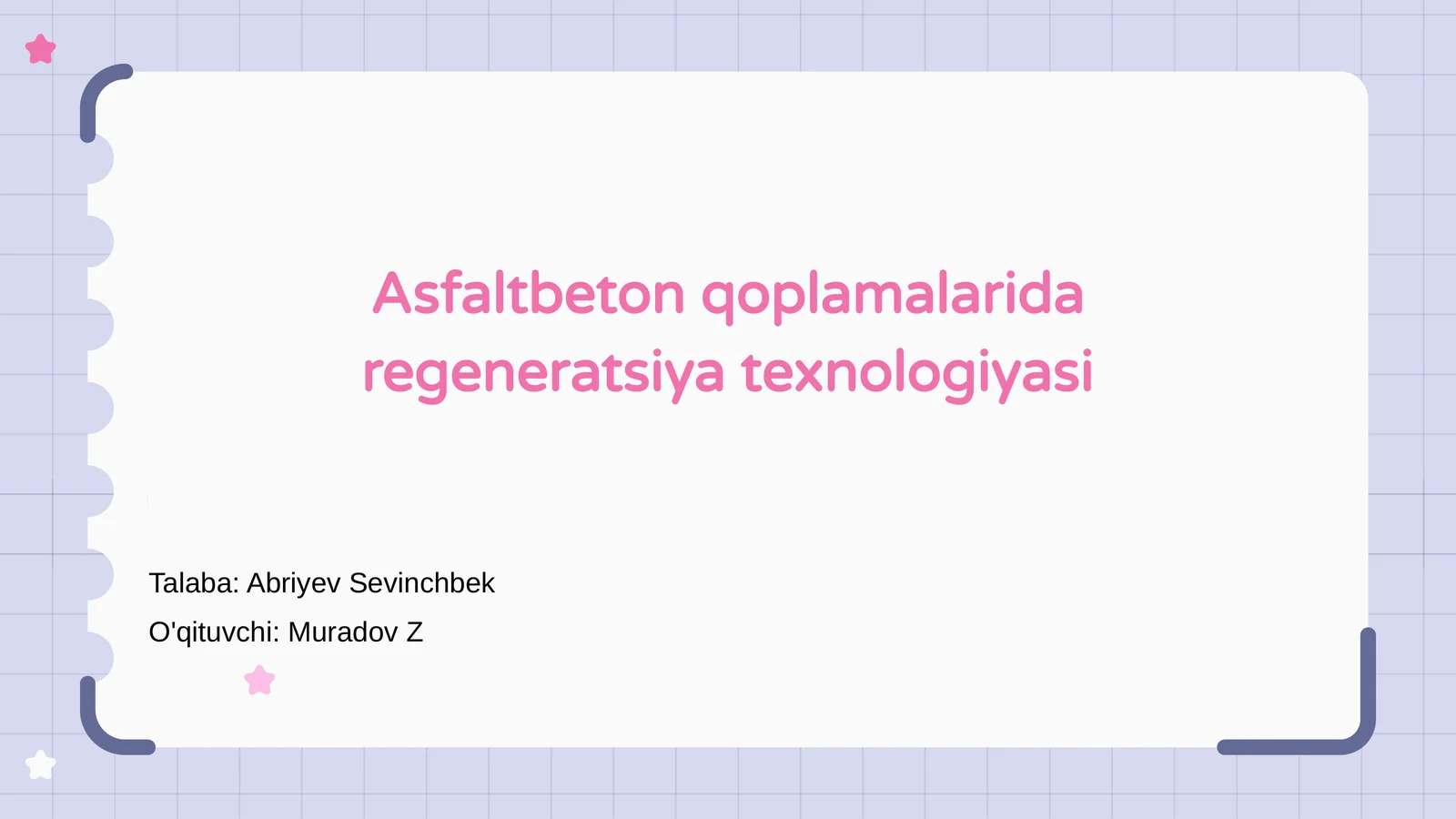 Asfaltbeton qoplamalarida regeneratsiya texnologiyasi