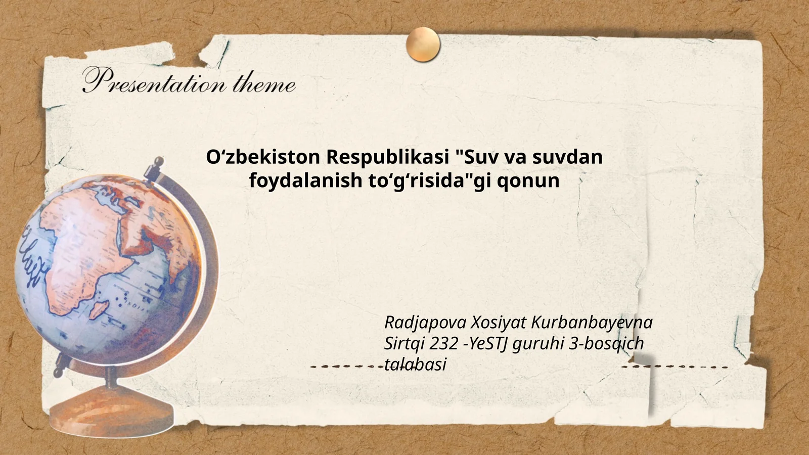 Suv va suvdan foydalanish toʻgʻrisida