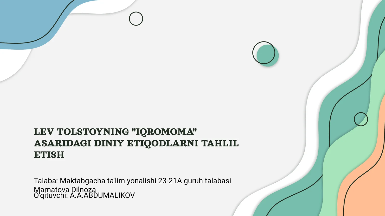 "IQROMOMA" asaridagi Diniy Etiqodlarni Tahlil Etish