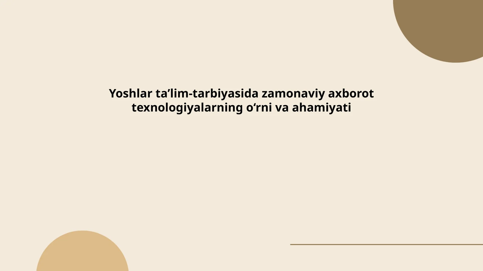 Yoshlar ta’limida axborot texnologiyalari: muammolar va imkoniyatlar