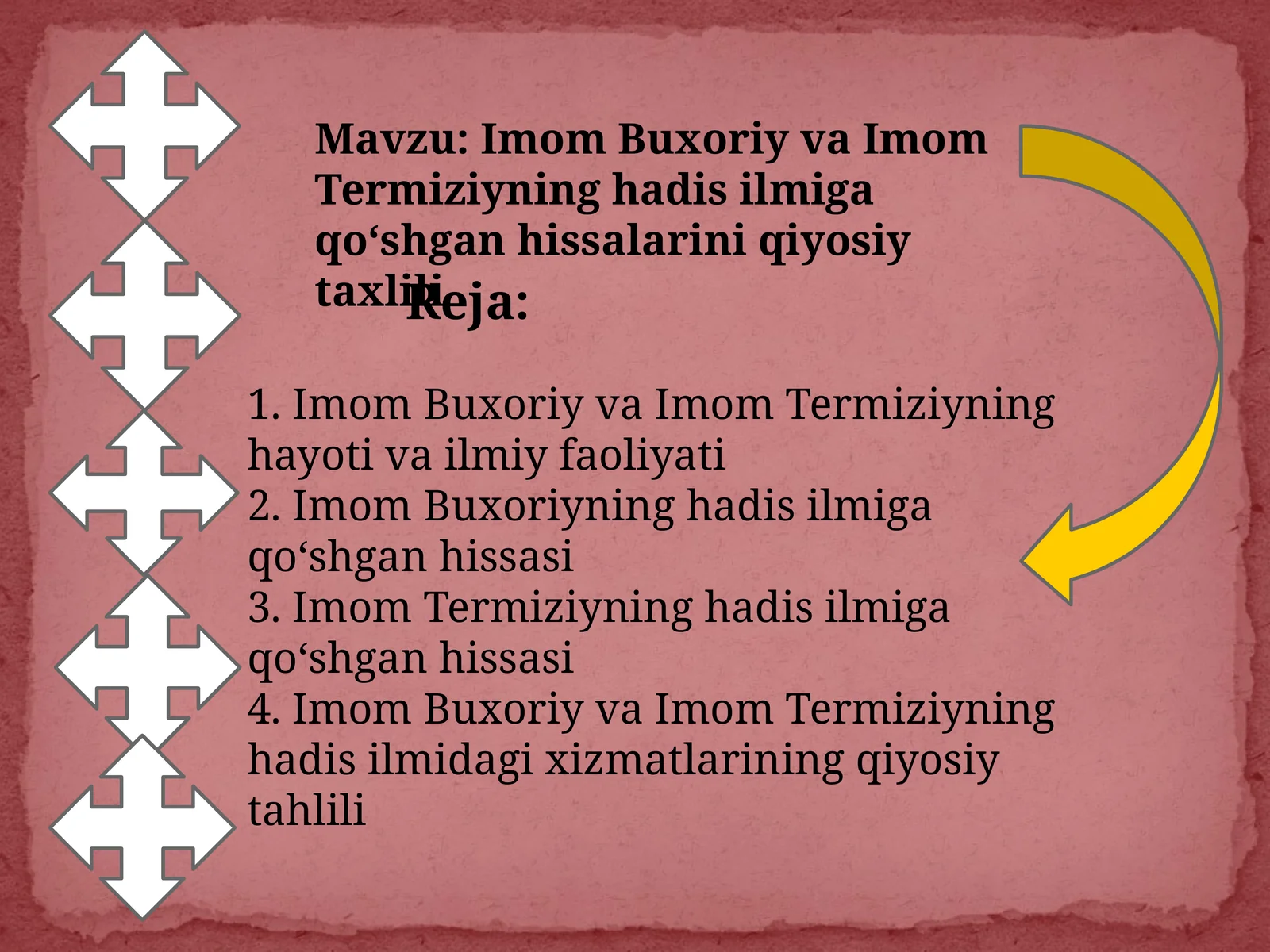 Imom Buxoriy va Imom Termiziyning hadis ilmiga qoʻshgan hissalarini qiyosiy taxlili