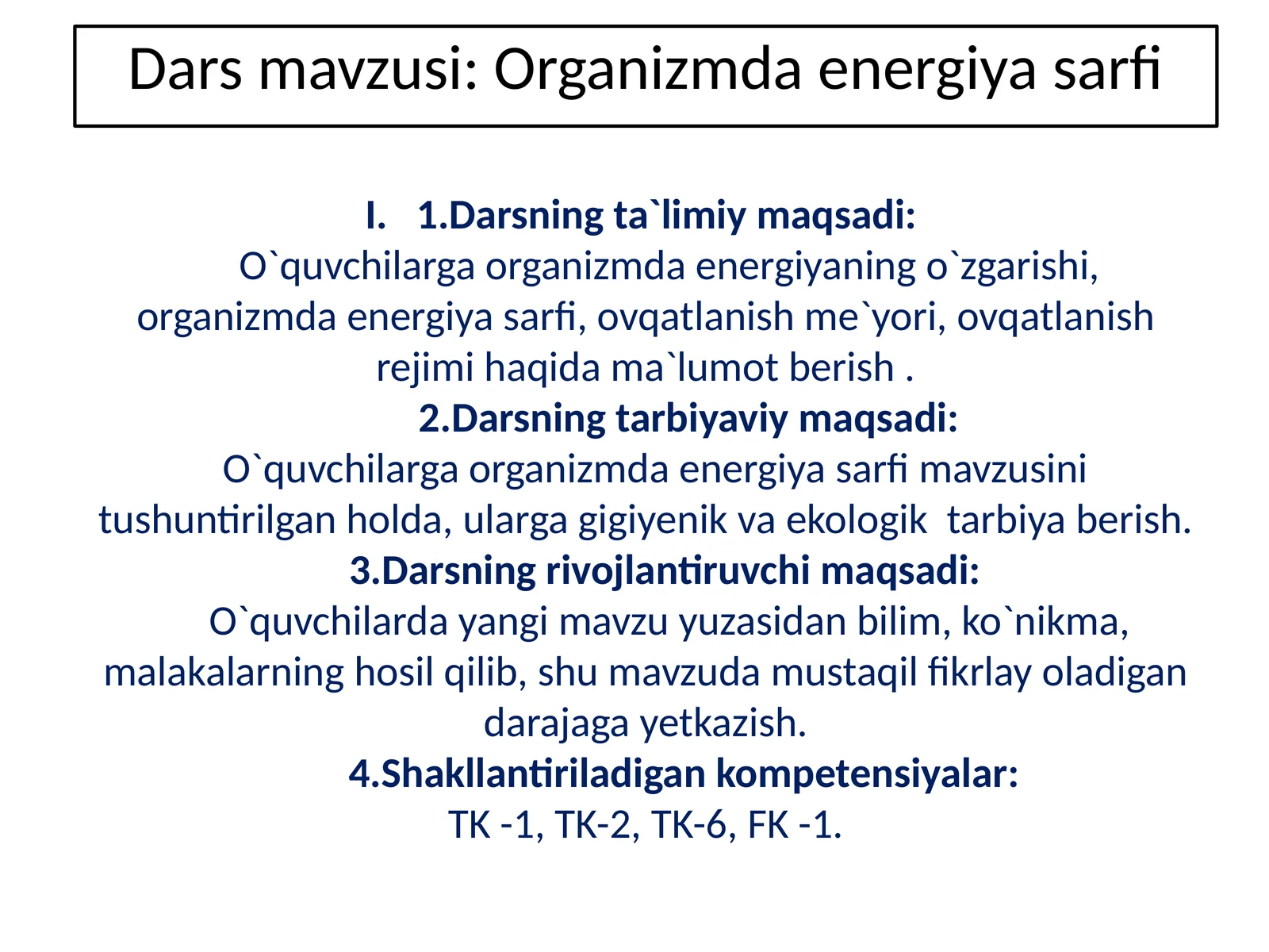 Organizmda energiya sarfi