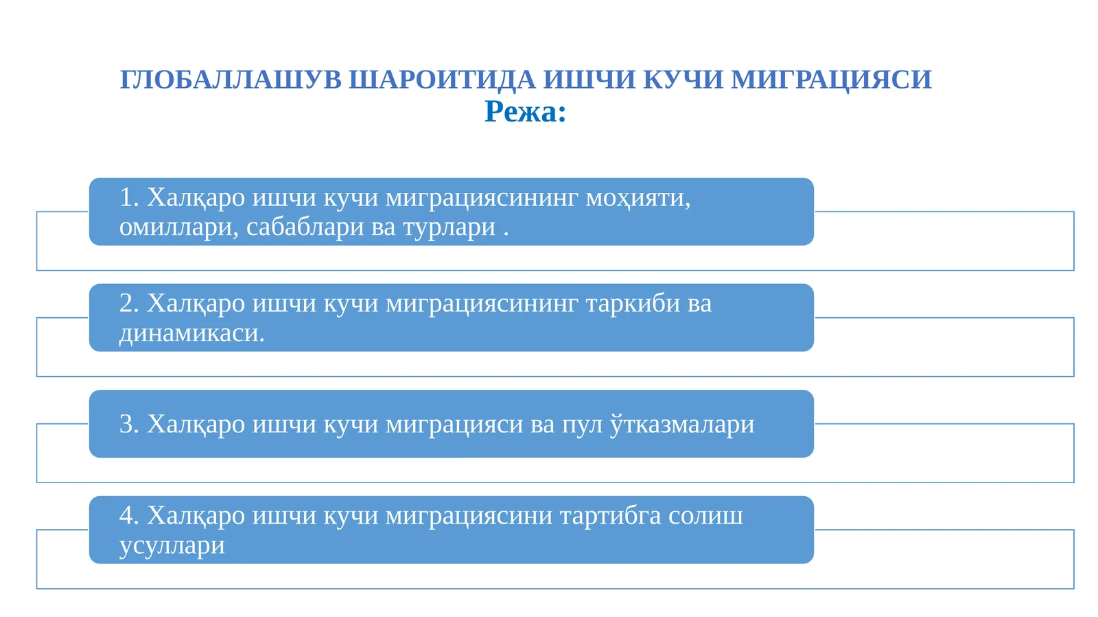 ГЛОБАЛЛАШУВ ШАРОИТИДА ИШЧИ КУЧИ МИГРАЦИЯСИ