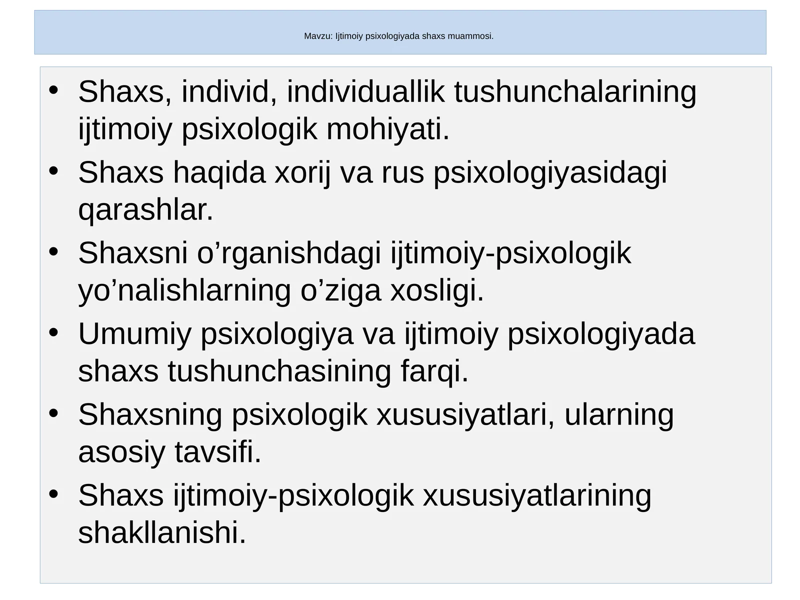 Ijtimoiy psixologiyada shaxs muammosi