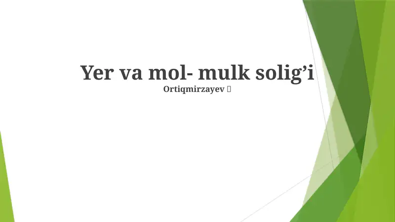 Yer va mol- mulk solig’i