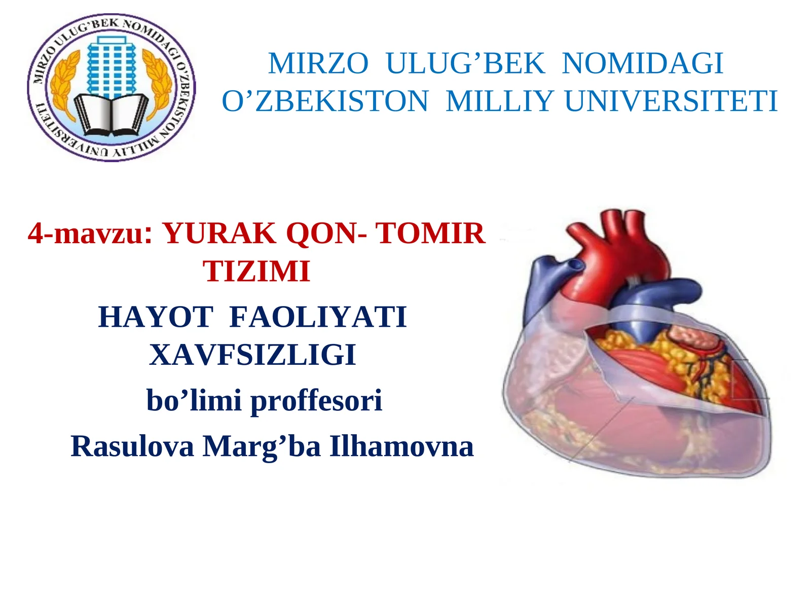 YURAKQON- TOMIR TIZIMI HAYOT FAOLIYATI XAVFSIZLIGI
